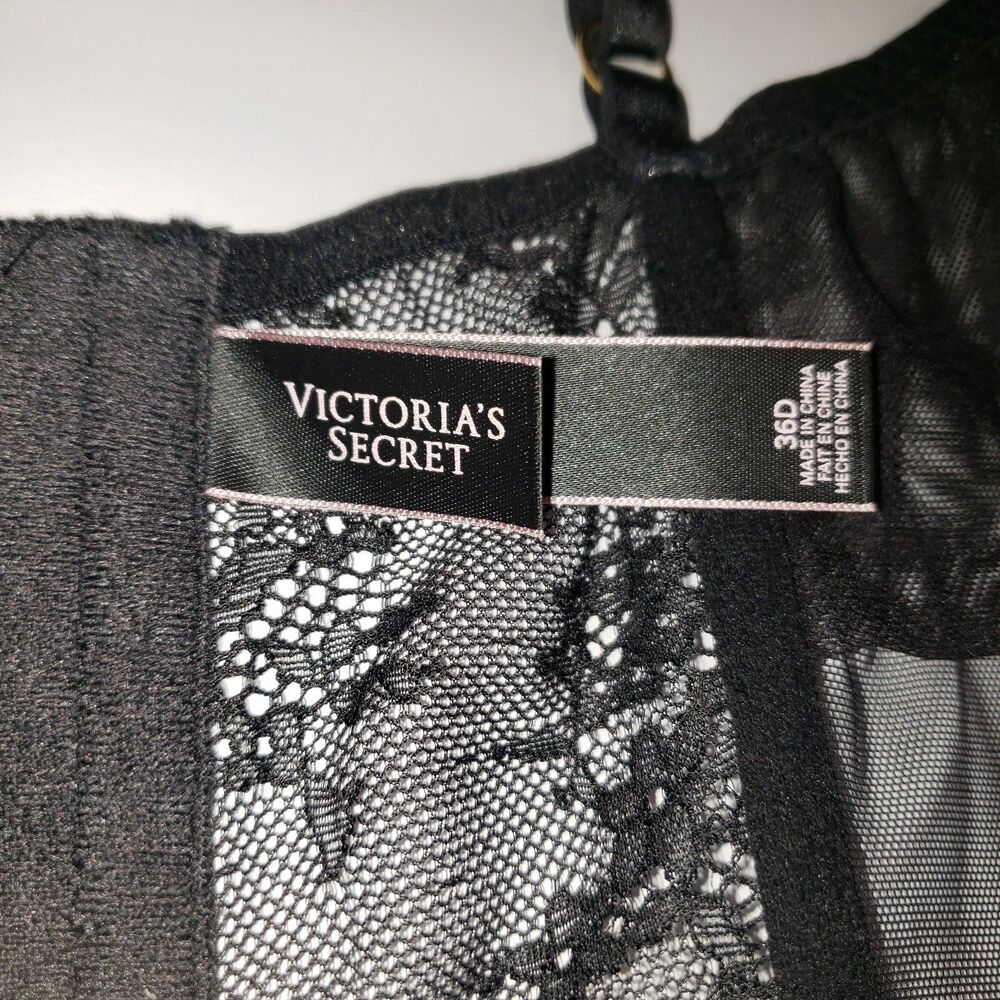 Victorias Secret Black Lace and Mesh Longline Corset Nightie Womens Size 36D - Picture 6 of 10